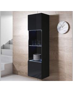Vitrinenschrank Modell Luke V6 (40x165cm) - Schwarz