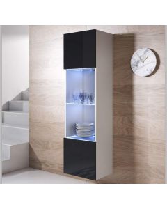 Vitrinenschrank Modell Luke V6 (40x165cm) - Weiß und Schwarz