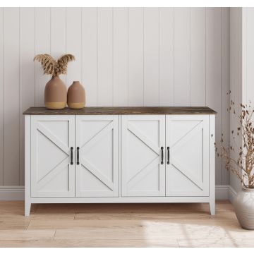 Sideboard Farbe Weiß und Eiche Rustic 140 cm Olivia