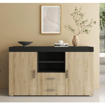 Sideboard Modell Roque - Schwarz und Sonoma