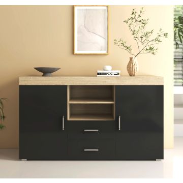 Sideboard Modell Roque - Sonoma und Schwarz