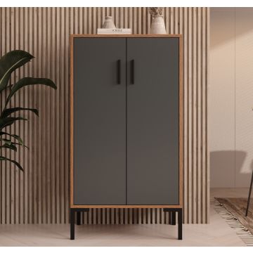 Kleiner Schränk Farbe Walnuss Ambar und Grau 110,5 cm Lander L17