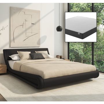 Doppelbett Alessia mit Matratze - 160 x 200 cm - Schwarz