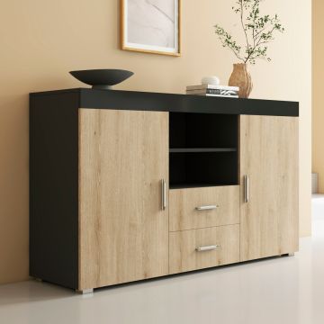 Sideboard Modell Roque - Schwarz und Sonoma