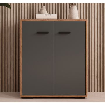 Kleiner Schränk Farbe Walnuss Ambar und Grau 71 cm Lander L2