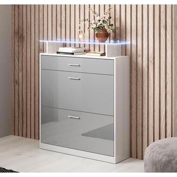 Schuhschrank Paola - Weiß und Grau