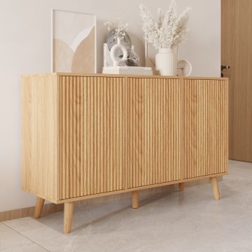 Sideboard Farbe Eiche Alba 120 cm mit geriffelten Türen Renzo