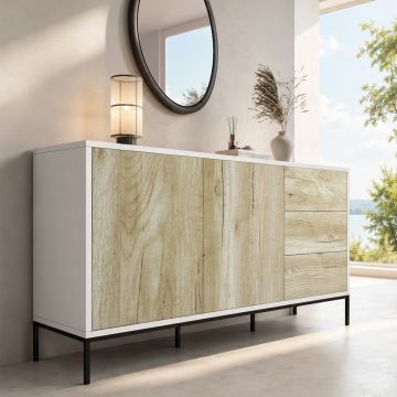 Sideboard Farbe Weiß und Sonoma 150 cm Serena