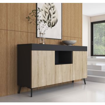 Sideboard Kai in Schwarz und sonoma matt 130 cm