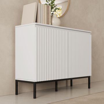 Sideboard Logan geriffelt 2 Türen Farbe Weiß