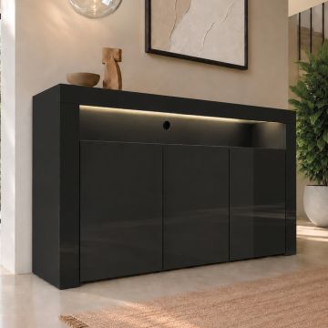 Sideboard Modell Aker - Schwarz glänzend
