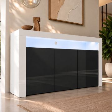 Sideboard Modell Aker - Weiß und schwarz glänzend
