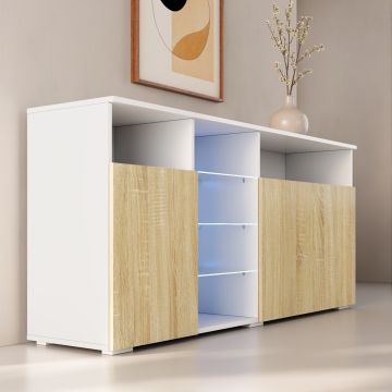 Sideboard Modell Clark - Weiß und Sonoma