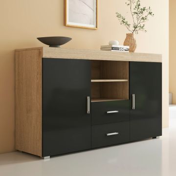 Sideboard Modell Roque - Sonoma und Schwarz