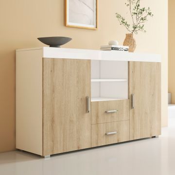 Sideboard Modell Roque - Weiß und Sonoma