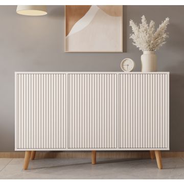 Sideboard Farbe Weiß 120 cm mit geriffelten Türen Renzo