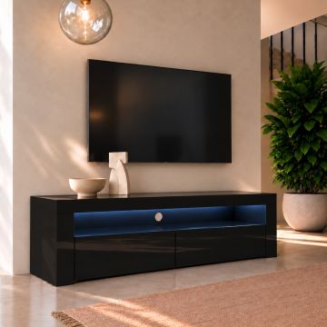 TV-Lowboard Aker (140x50,5cm) - Schwarz
