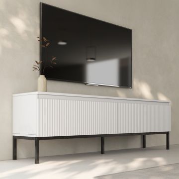 TV-Sideboard Logan geriffelt Farbe Weiß