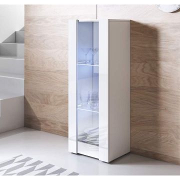 Vitrinenschrank Modell Luke V2 mit Standardfüße (40x128cm) - Weiß