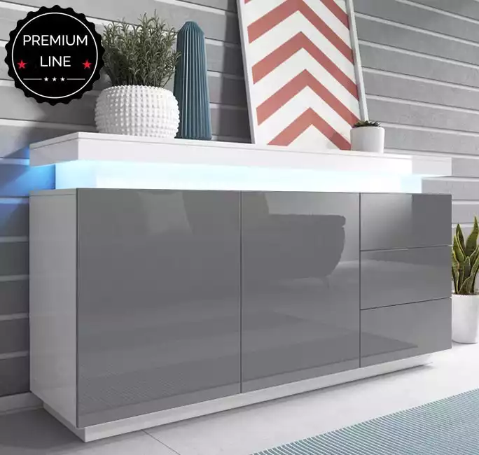 Sideboard Modell Osim - Weiß und Grau