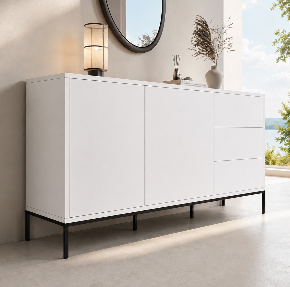 Sideboard Weiß Modern 150 cm Serena