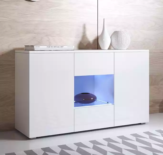 Sideboard Modell Luke A2 mit Standardfüßen (120x72cm) - Weiß