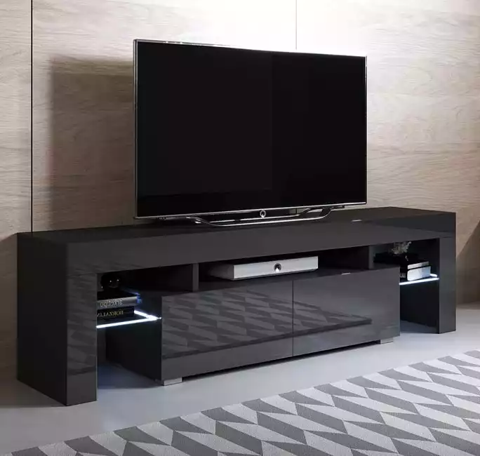 TV-Lowboard Modell Unai mit LED-Beleuchtung (160x45cm) - Schwarz