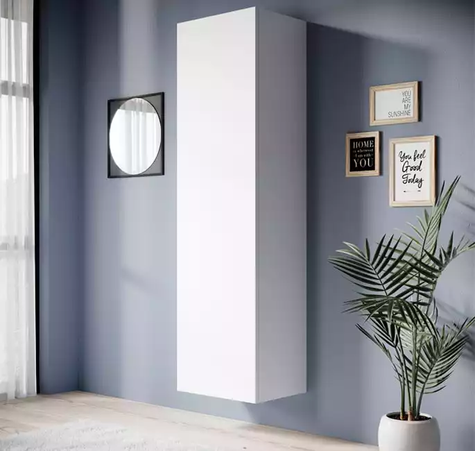 Vitrinenschrank Modell Eliot (40x165cm) - matt Weiß